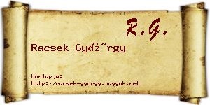 Racsek György névjegykártya